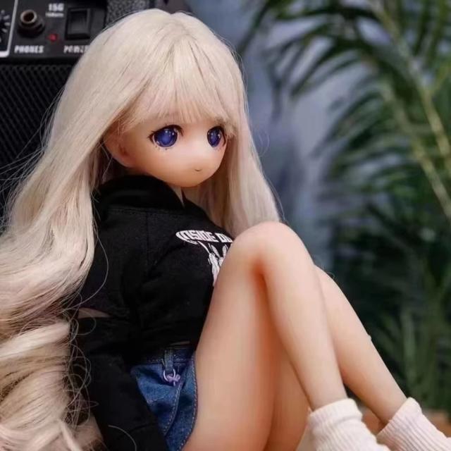 Boneca BJD TPE Nude 40cm Cabelo Loiro Olhos Safira Azul