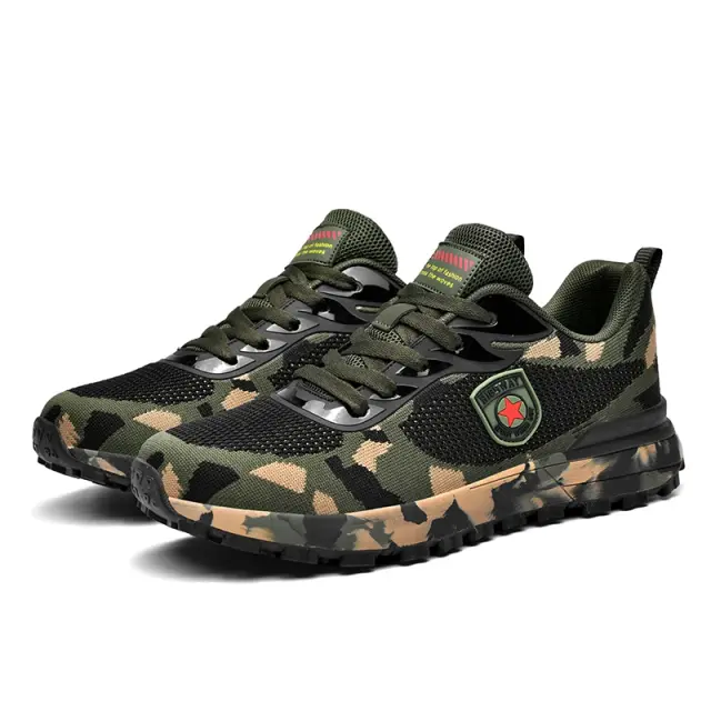 Tênis Esportivo Masculino Camuflado Respirável Confortável Antiderrapante Sola Macia