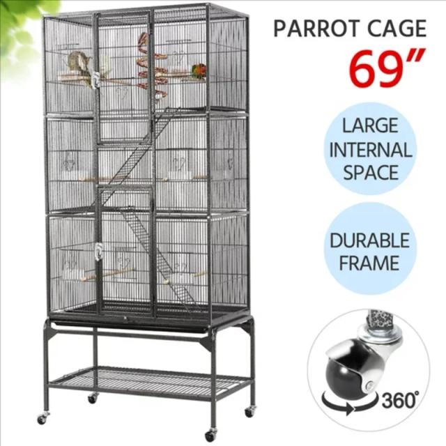 Gaiola de Metal Extra Grande com Suporte Removível para Animais de Estimação e Pássaros - Acessórios e Decoração Inclusos