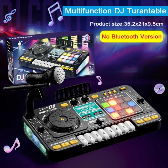 DJ Mixer Infantil com Microfone e Teclado Bluetooth - Controlador de Turntable para Crianças
