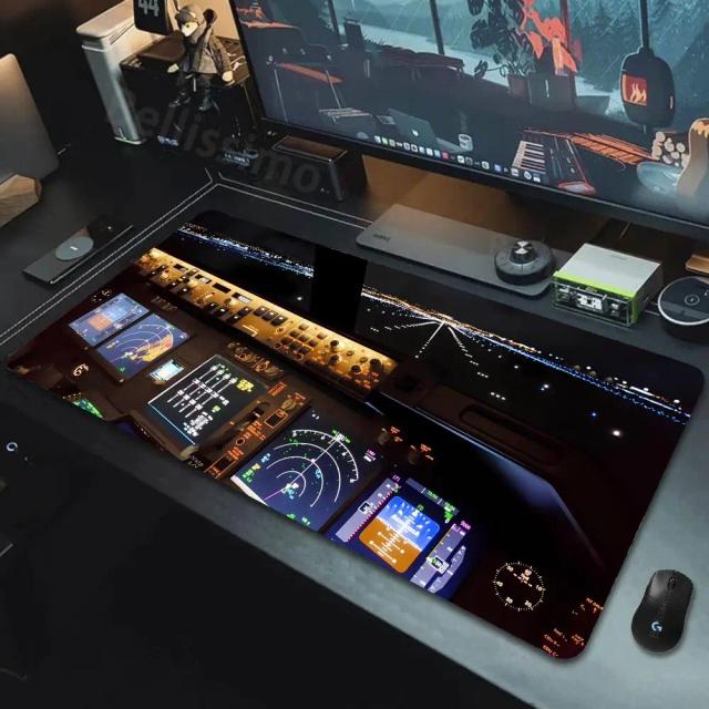 Mouse Pad Gamer Preto Arte Aeronaves Instrumento de Voo 1200x600