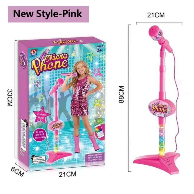 Microfone Infantil com Suporte para Karaokê - Brinquedo Educativo Musical