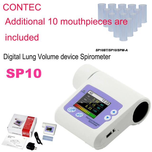 CONTEC Espirômetro Digital Bluetooth SP80B SP70B SP10 - Vitalógrafo Pulmonar