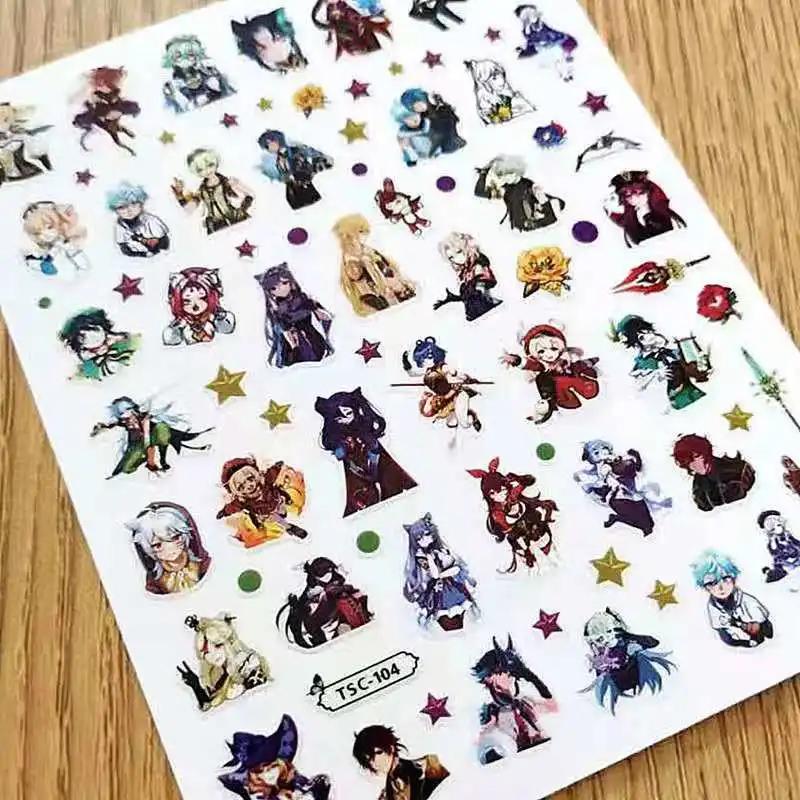 Jogo de anime genshin design auto adesivo adesivo volta adesivo decalque carimbar diy decoração ferramentas unhas adesivos tsc 335 336 - Image 1
