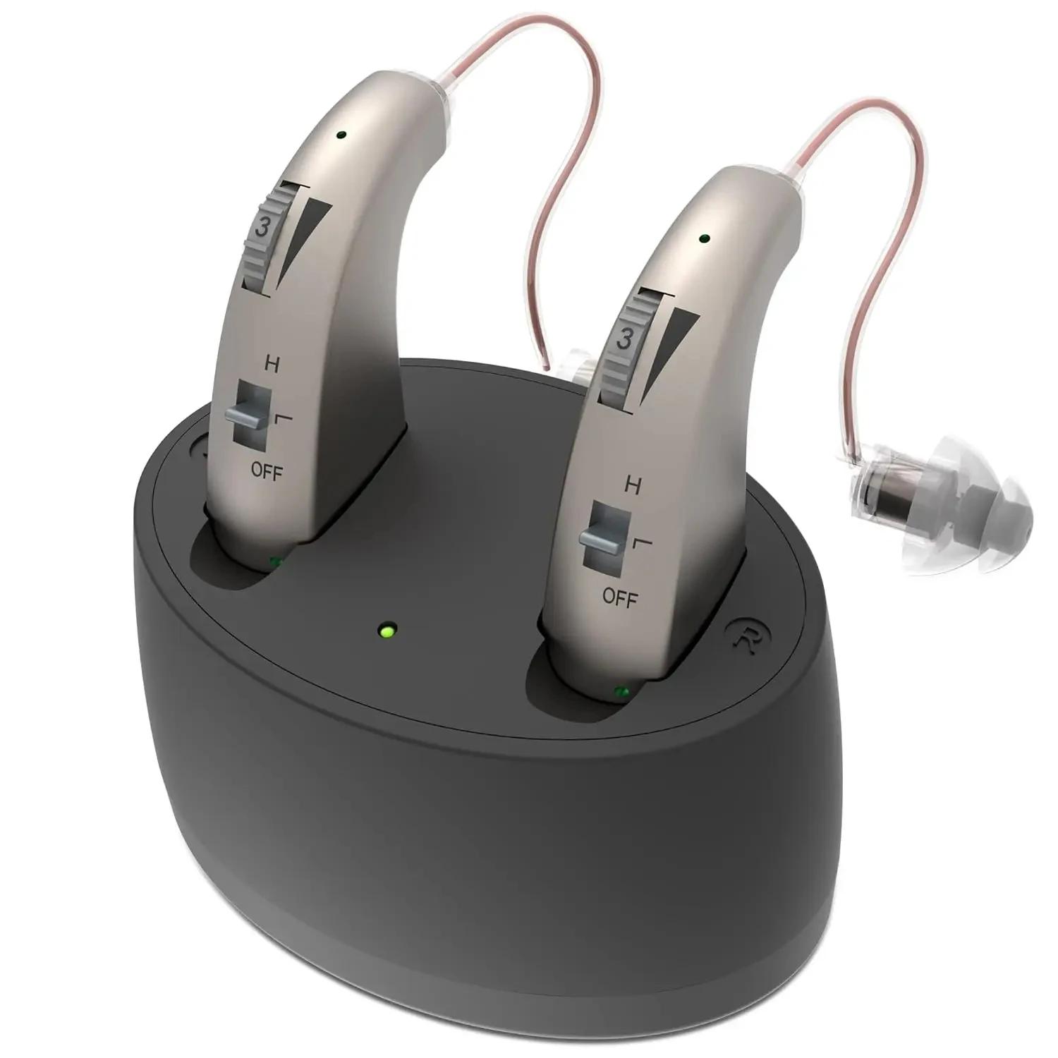 Aparelhos auditivos digitais para idosos - recarregável, cancelamento de ruído, design intra-auricular invisível com estojo de carregamento magnético - Image 1