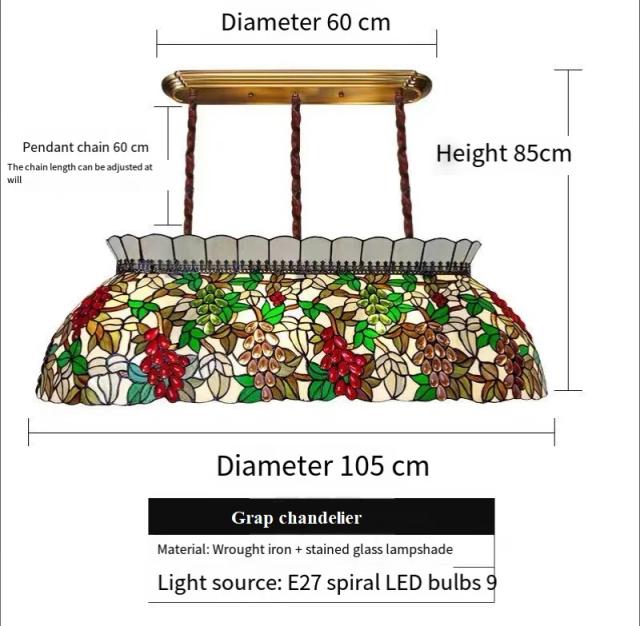 Tiffany Lustre Vitral Barroco LED 130cm