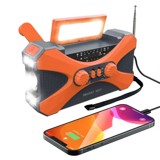 Rádio de Manivela Solar Multifuncional 10000mAh AM/FM/NOAA