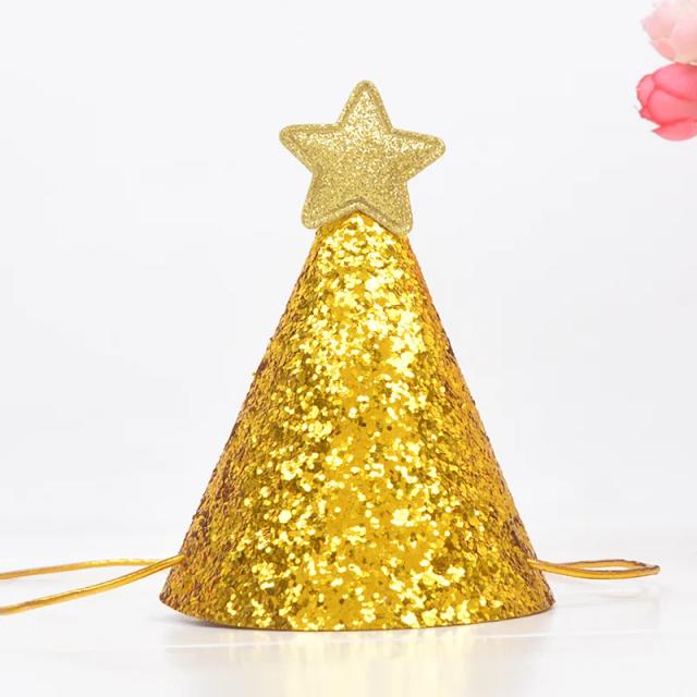 Chapéu de Festa Dourado Brilhante com Estrelas para Bebês e Crianças - Presente Perfeito de Natal