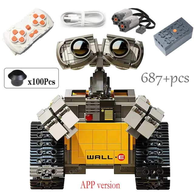 Blocos de Construção Robô RC Motorizado 687 Peças Disney Wall-E Brinquedo Técnico para Crianças