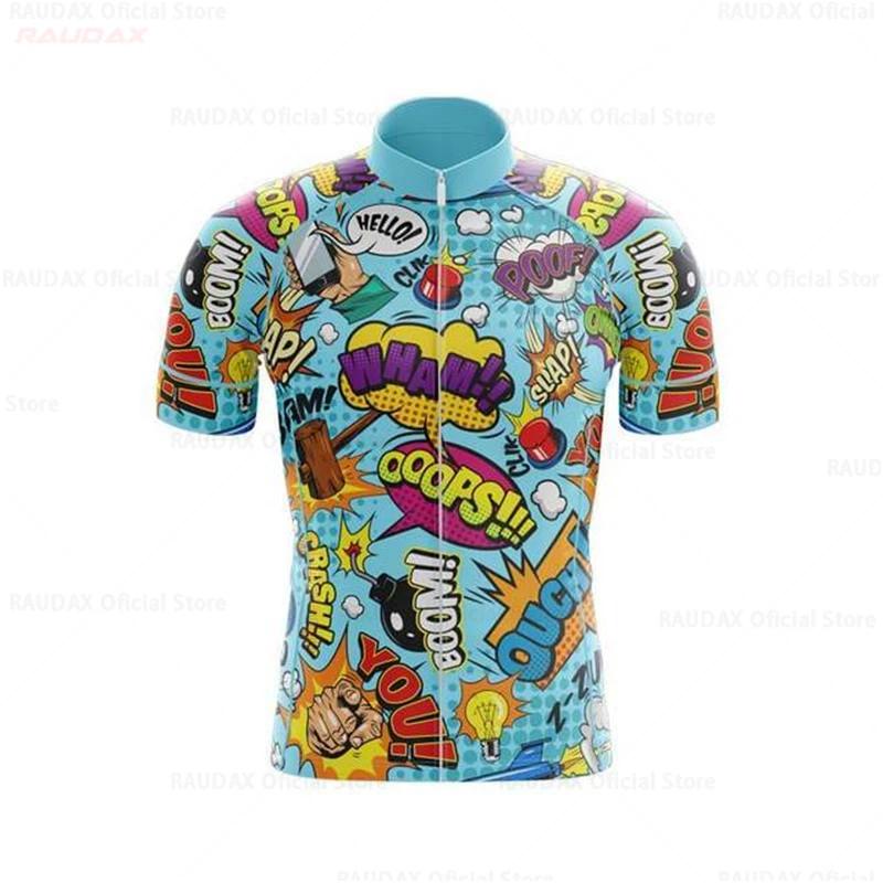 Conjuntos de camisa de ciclismo de quadrinhos explosivos verão dos homens bicicleta manga curta roupas ciclismo maillot camisa de ciclismo bib shorts - Image 1