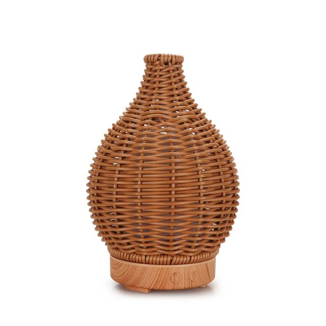 Mini Vaso Umidificador Madeira Weave Ultrasonic Aroma Difusor USB 80ml
