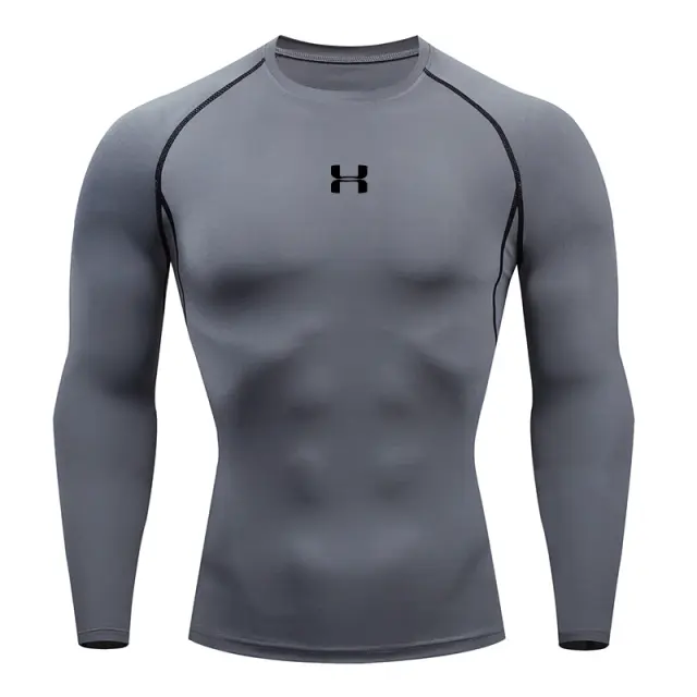 Camiseta de Compressão Masculina para Corrida e Treino - Manga Longa