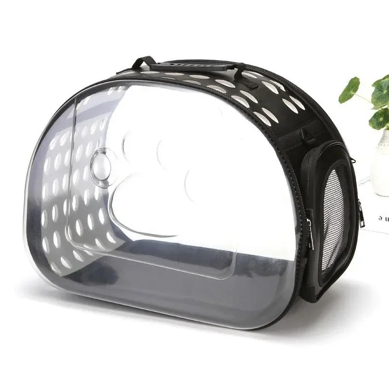 Animal de estimação transparente mochila viagem portátil saco de gato um ombro dobrável respirável espaço saco gaiola do cão pet saco gato mochila - Image 1