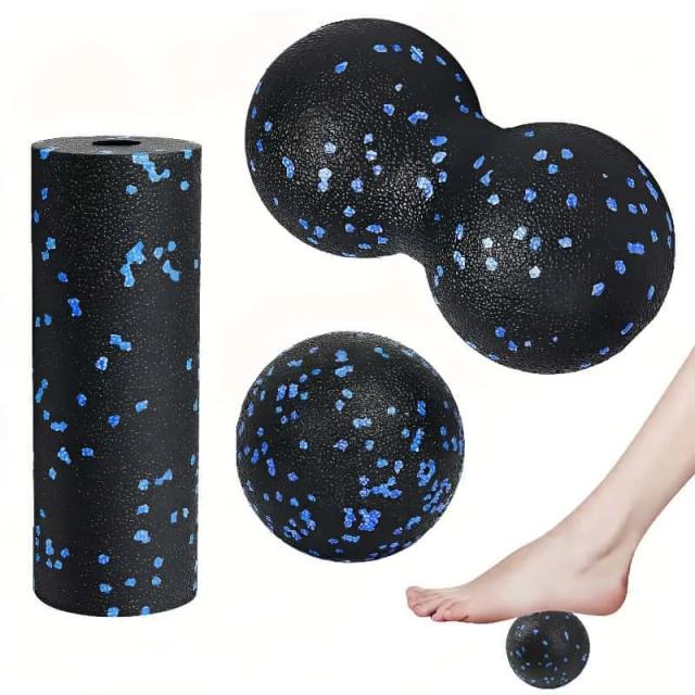 Conjunto Rolo de Espuma EPP Alta Densidade e Bolas de Massagem para Fitness