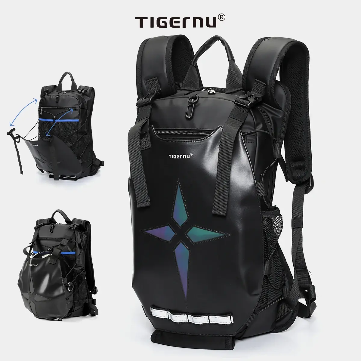 Tigernu mochilas de ciclismo dos homens sacos de bicicleta à prova dwaterproof água sacos de motor esporte mochilas armazenamento capacete pacote com alça reflexiva - Image 1