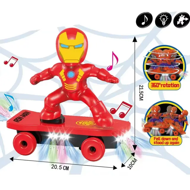 Homem-aranha Carro Acrobático com Música e Luzes - Brinquedo Eletrônico