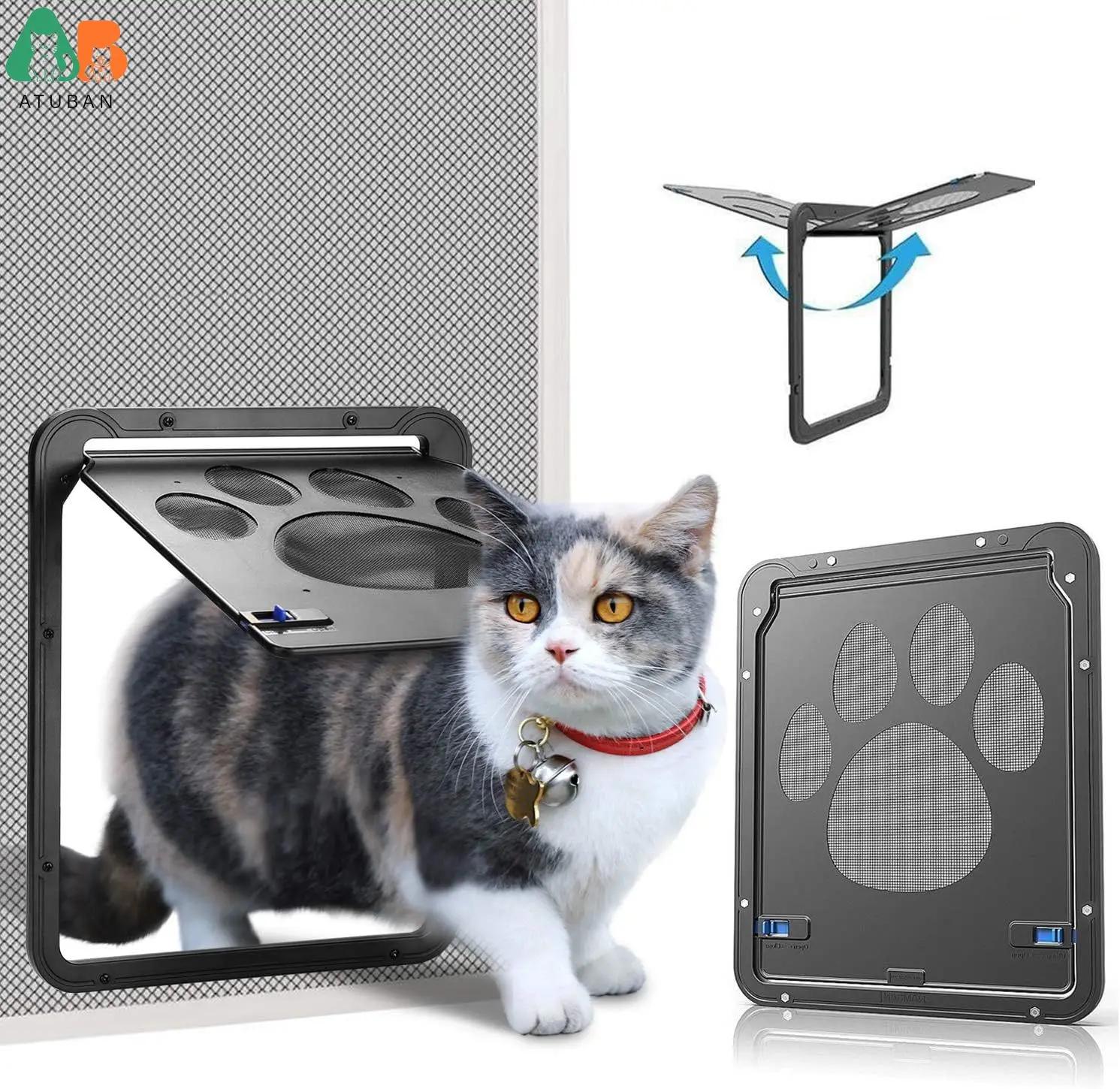 Porta preta bloqueável automática para animal de estimação, porta interna, aba magnética bloqueável, porta para cachorro cachorro e gato, 8x10x0,4 in - Image 1