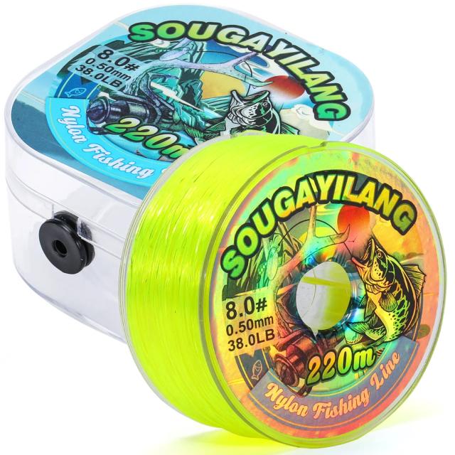 Sougayilang Linha de Pesca Nylon 220m 7-38lb Resistente Caixa Enrolamento