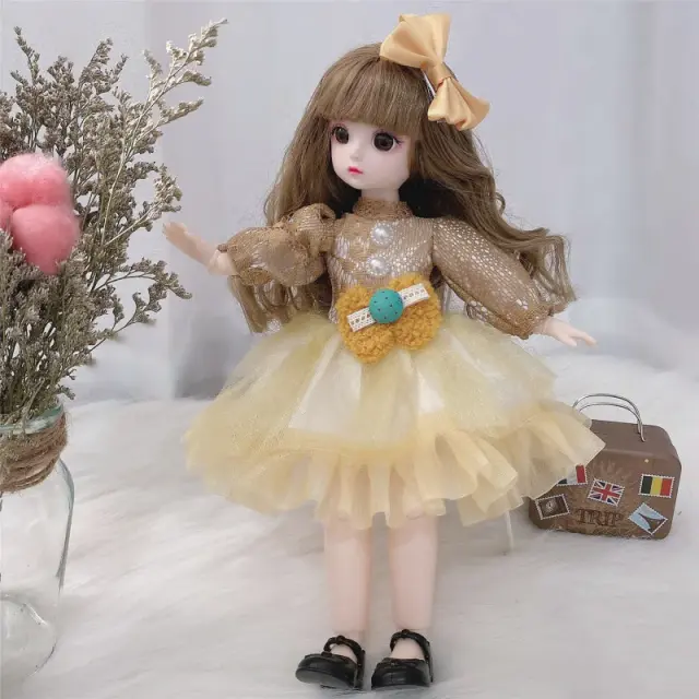 Boneca BJD 30cm 12 Articulações Móveis Vestido 3D Presente Infantil