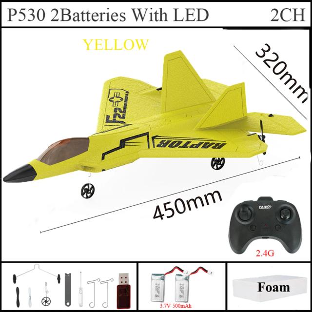 Park10 Raptor F22-P530 Avião de Guerra RC 2.4GHz 2CH com Giroscópio e LED