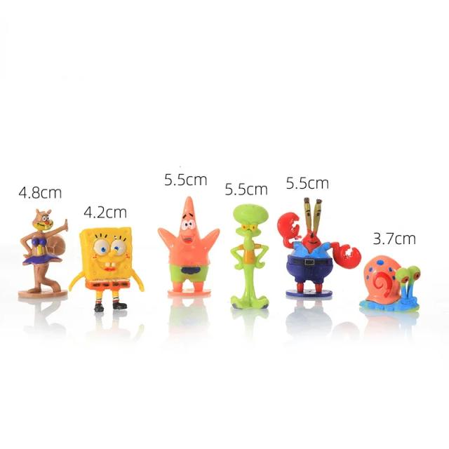Bob Esponja Figuras de Ação Mini Bonecas Decoração de Aquário Conjunto de Presentes 12 Peças