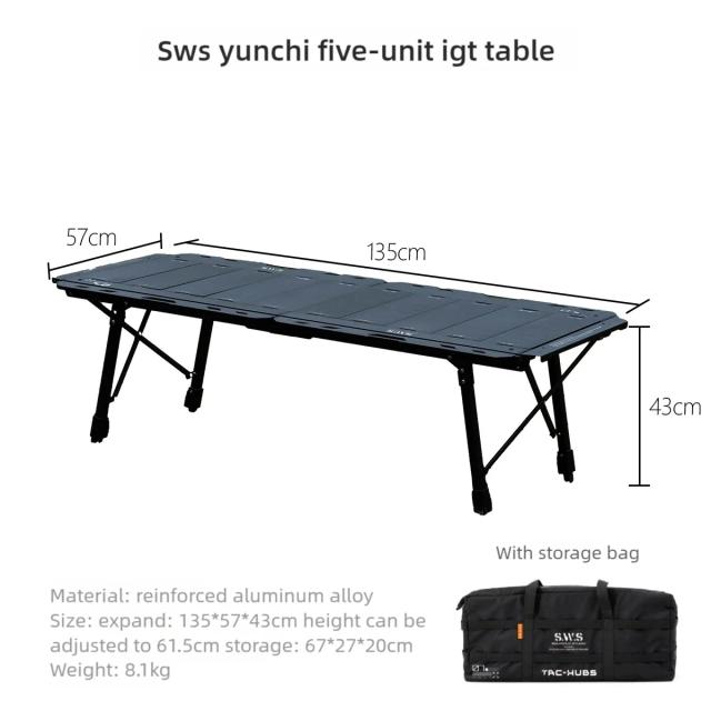 WELLHIKE Mesa Dobrável Multifuncional de Liga de Alumínio com Altura Ajustável SWS Yunchi 5 Unidades