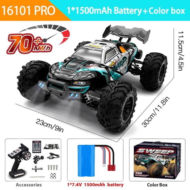 Scy 1:16 Carro RC Monster Truck 4WD Alta Velocidade 70km/h LED