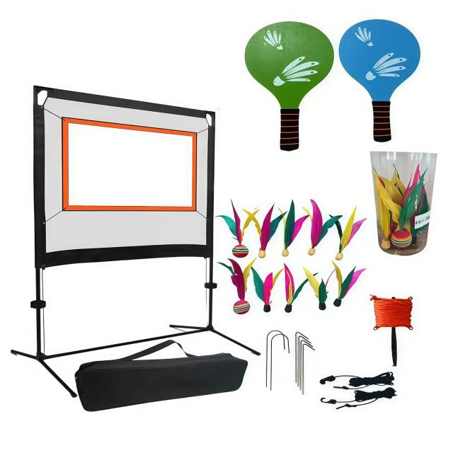 Conjunto de Rede de Badminton e Pickleball para Diversão Interna e Externa