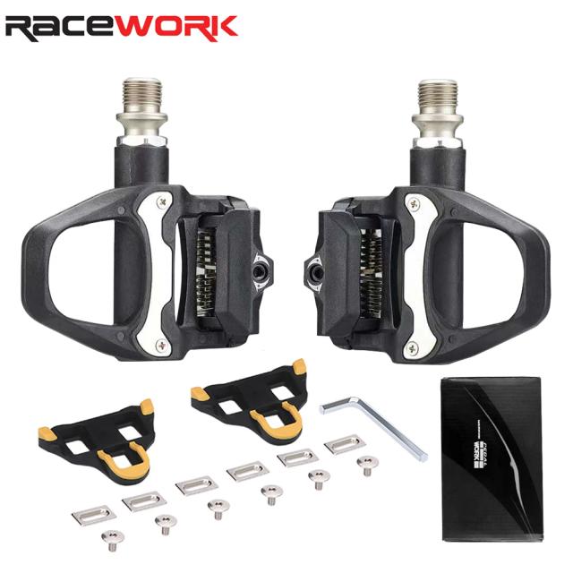 Racework Pedais de Bicicleta de Estrada Nylon com Travamento e Placa de Travamento