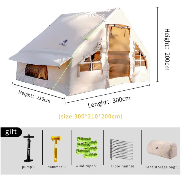Barraca Inflável Grande para Acampamento ao Ar Livre, Impermeável e Protetor Solar, 3-4 Pessoas