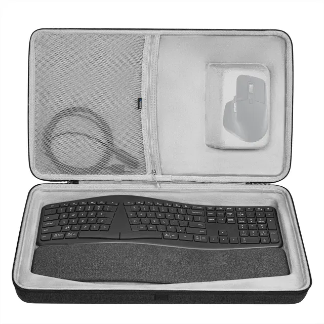Geekria Estojo de Teclado Ergonômico Sem Fio e Mouse MX Master 3S - Cinza Escuro