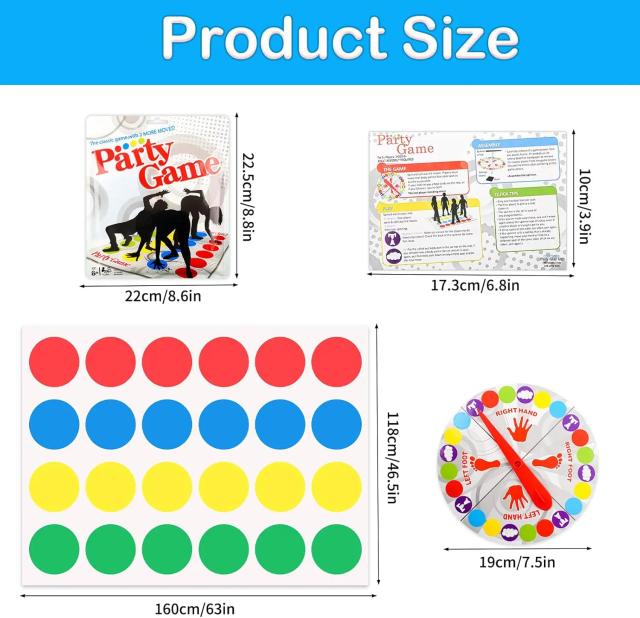 Twister Jogo de Equilíbrio Divertido para Festas em Família com Girador - Presente Ideal para Crianças e Adultos