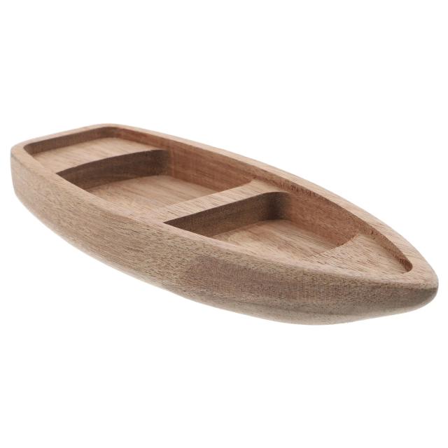 Miniatura de Canoa de Madeira Decoração Náutica 17cm