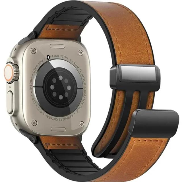 Apple Watch Pulseira de Couro Magnética 38mm a 49mm