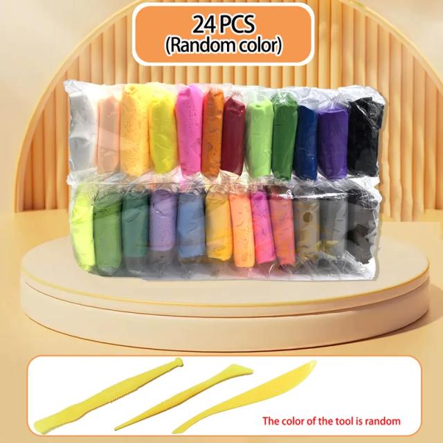Conjunto de Argila Seca ao Ar 12/24/36 Peças para Artesanato DIY Ultra Leve com Ferramentas de Escultura para Presentes Infantis