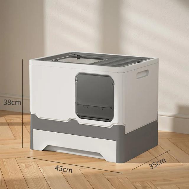 Caixa de Lixo Fechada para Gatos com Grande Capacidade e Design Dobrável