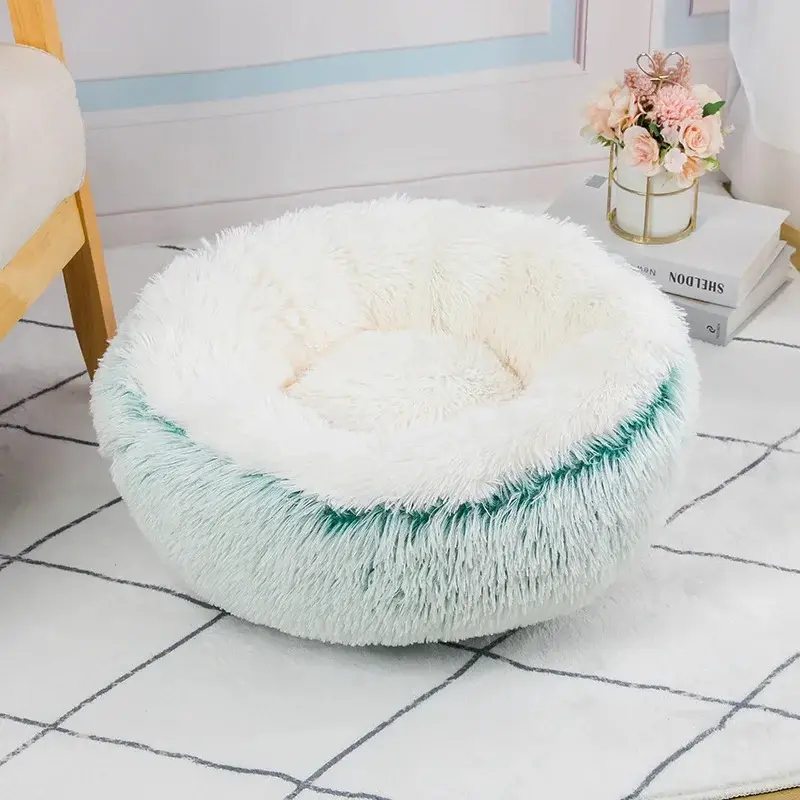 Cama rosquinha redonda para cachorro médio, cama de pelúcia para animais de estimação, cesta pequena, cestas de sofá, coxim grande, acessórios para gatos - Image 1