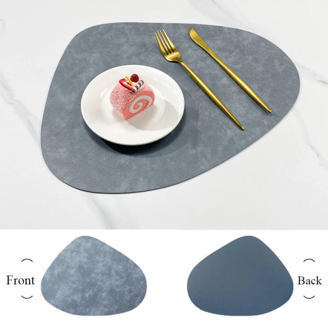 Tapete de Mesa PU Dupla Face 42.5x34cm Isolamento Antiderrapante Estilo Nórdico Couro Vaca
