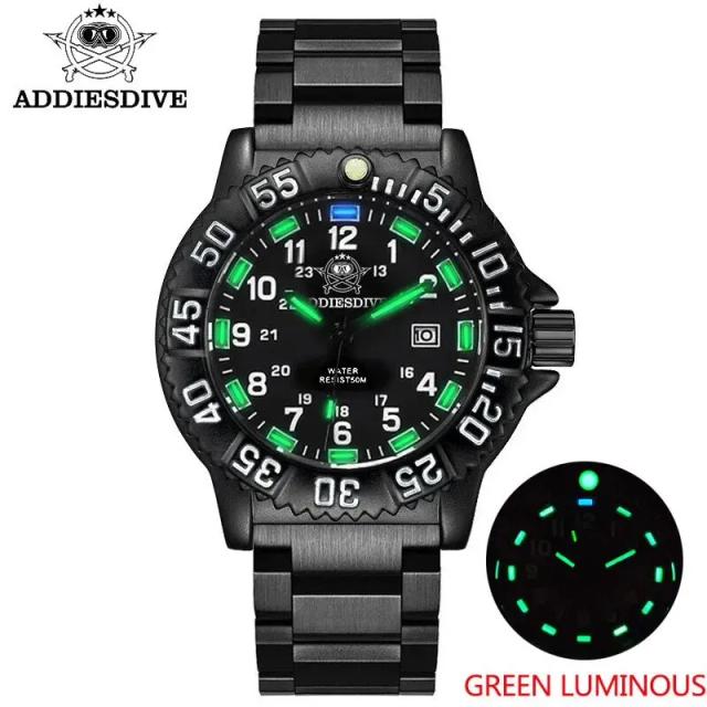 ADDIESDIVE Relógio Militar Quartzo Masculino Nylon Analógico Luminoso 50m