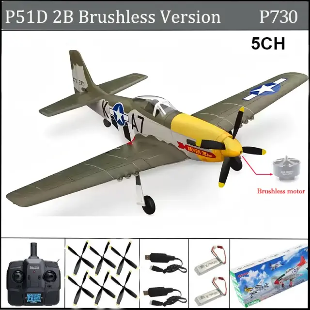 Avião RC P-51D Mustang 5CH 3D/6G RTF Brushless Fighter