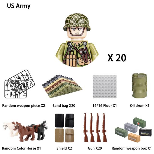 Mini Blocos de Construção Exército Nacional Segunda Guerra Mundial Infantaria Militar Soldado Arma Modelo Brinquedo para Crianças