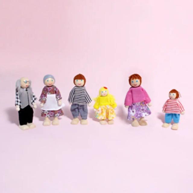 Wood People Family Multicolor Joint Mobility Toy Figure Set Kids Gift Photo Props Wooden Doll Dollhouse