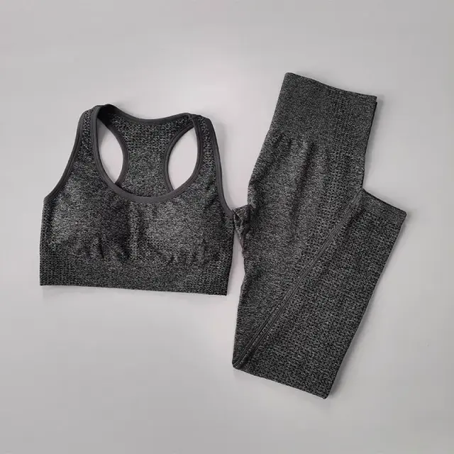 Conjunto de Yoga Sem Costura para Mulheres - Sutiã Esportivo e Leggings de Cintura Alta para Treinos Confortáveis