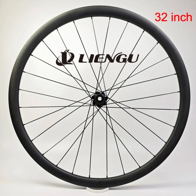 LIENGU Roda MTB Carbono Assimétrica Tubeless 40mm Freio a Disco 32er