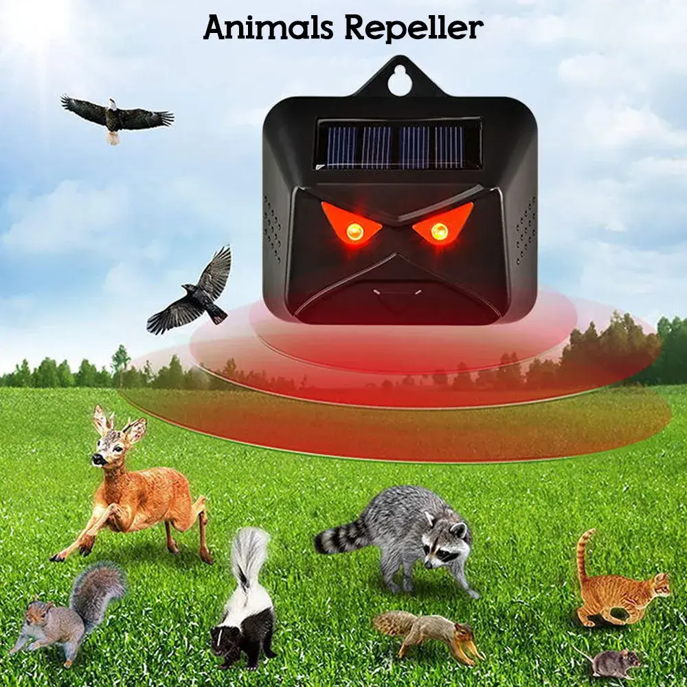 Multi-silício Painel Solar bateria, Dual Powered, animais repelente, cão, pássaro, luz LED, piscando, repelente, dispositivo de dissuasão - Image 1
