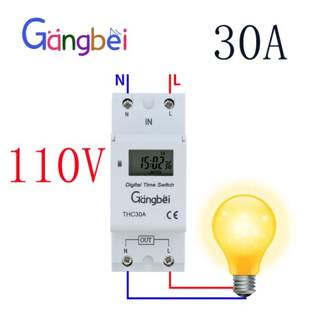 THC30A Interruptor de Tempo Digital Programável Semanal 7 Dias 30A