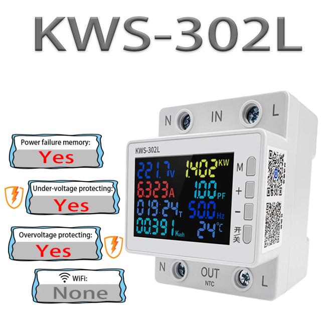 GOOGZON Medidor de Energia Inteligente WiFi AC 170-270V 8 em 1 KWH Wattímetro