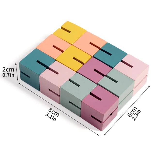 Cubo Soma Madeira 3D Brinquedo Educacional Infantil Blocos Montessoriano