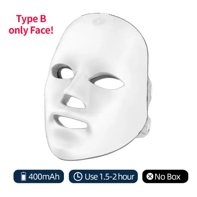 Máscara LED Facial e Pescoço 7 Cores Rejuvenescimento Pele
