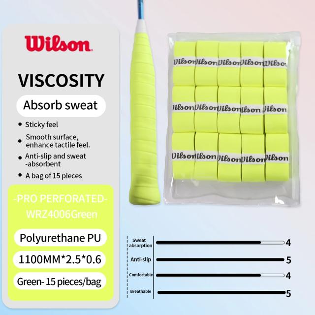 Wilson Overgrip Anti Deslizamento Tênis Padel Absorção de Choque Treinamento 15 Peças